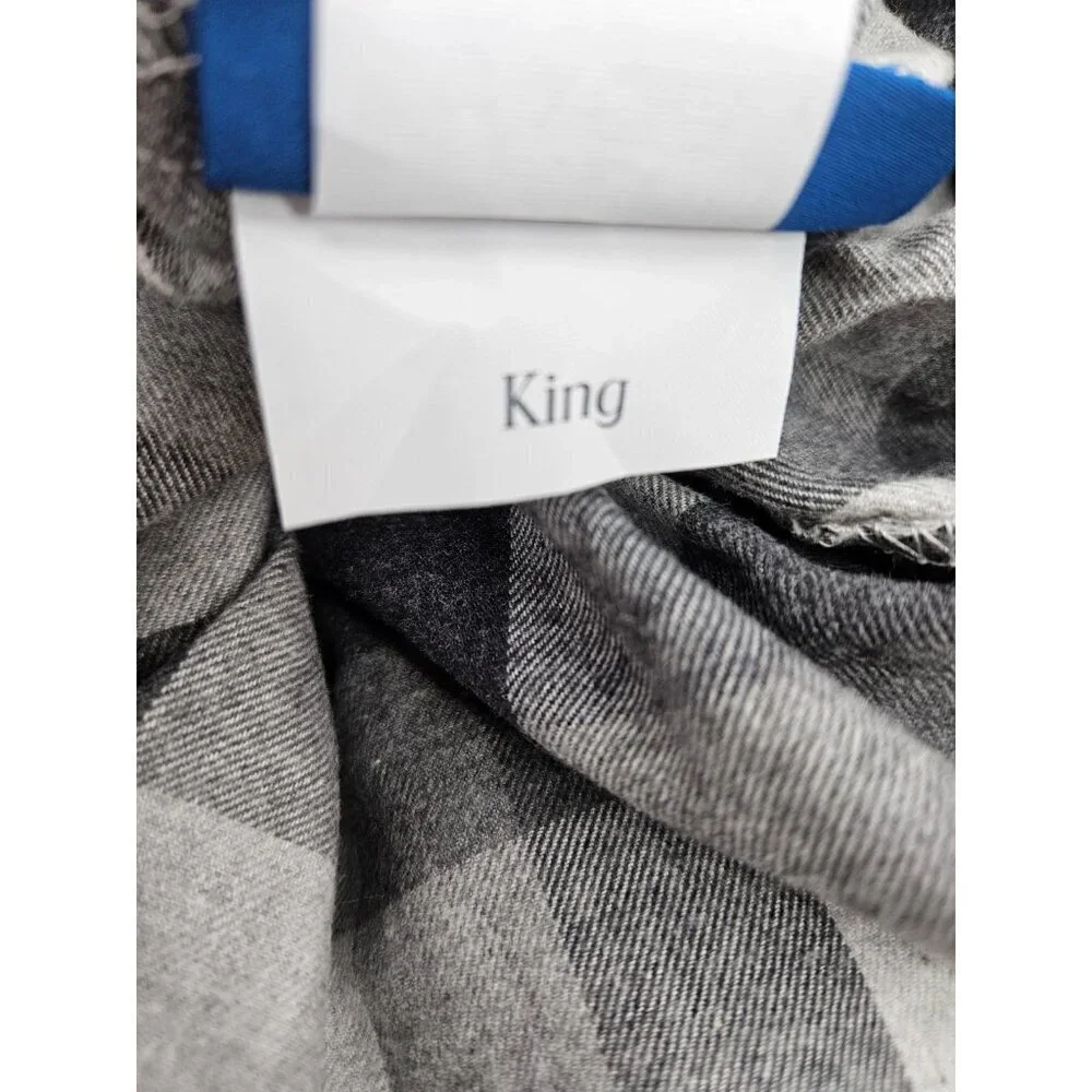 New Brooklinen Black Graident Plaid Flannel King Size Pillowcases
